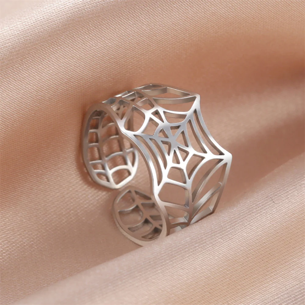 My Shape Punk Spinnen ring Edelstahl verstellbare offene Fingerringe Tiermode Schmuck Frauen Männer Jungen Teen Halloween Geschenk – Detail 9