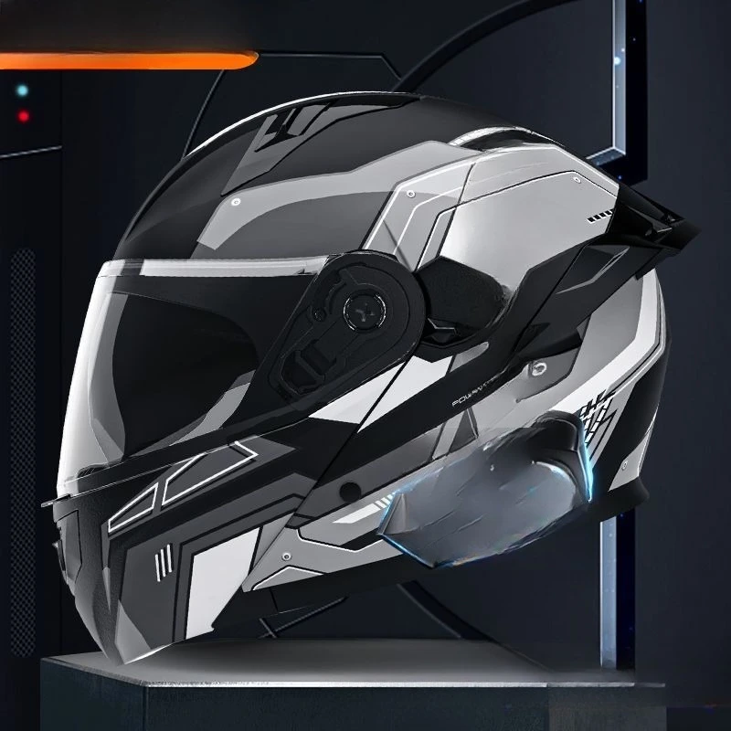 Kask motocyklowy klasy A męski, otwarty, z podwójnym szybą, przeciwmgielny, z Bluetooth, unisex, całoroczny.