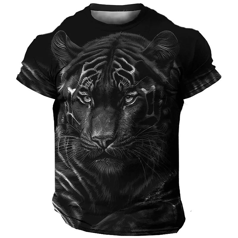 Large men\'s 3D tiger print T-shirt top summer casual men\'s animal pattern T-shirt street wear quick drying fashion clothing