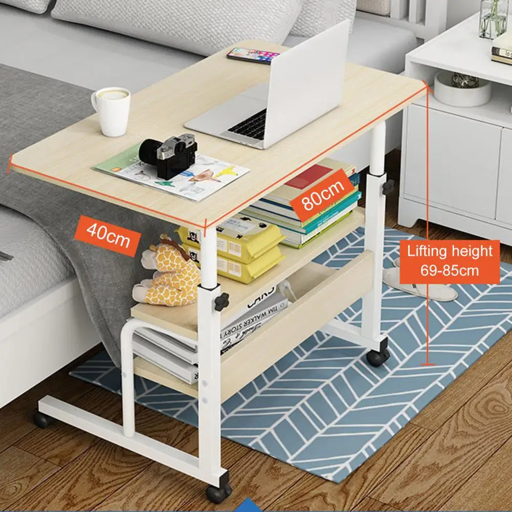 Height Adjustable Computer Desk, Sturdy Mobile Workstation with Spacious Desktop and Casters, Laptop Table for Home Office