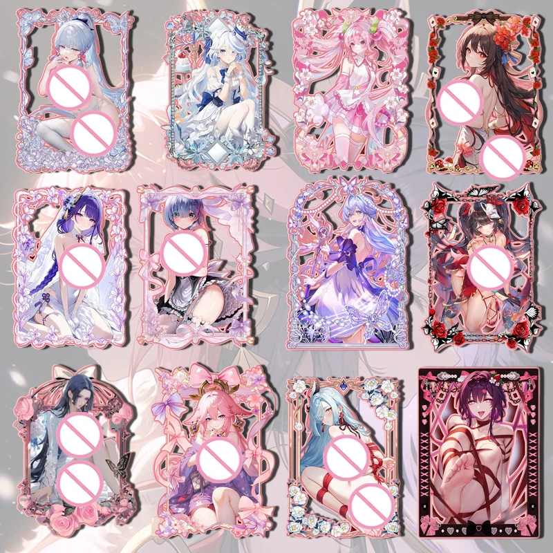 Goddess Story Rose gold skeleton metal card Nahida Hatsune Miku Rem Hu tao Kafka boy Toy collection Birthday Christmas gifts