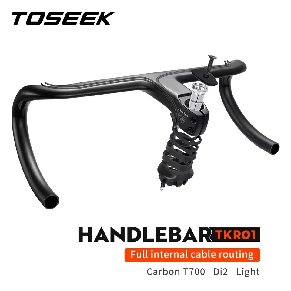 

TOSEEK Carbon Handlebar Road Bike Bent Bar Bicycle Integrated Handle Bar With Spacers Support Di2 Full Internal Cable Rouing