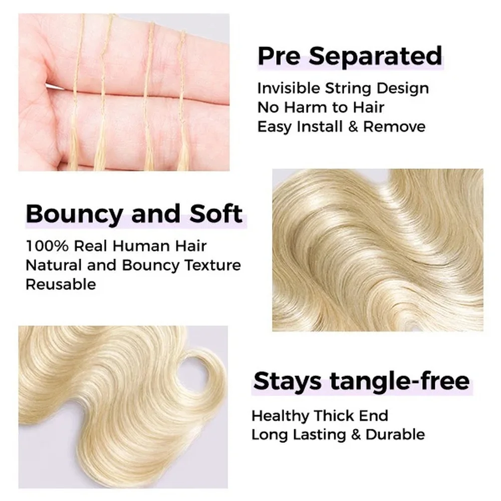 613 Blonde Body Wave Human Hair Pre-Separated Virgin Remy Crochet Hair for Boho Braids Invisible Knotless Braiding Hair Extensions for Black Women view 7