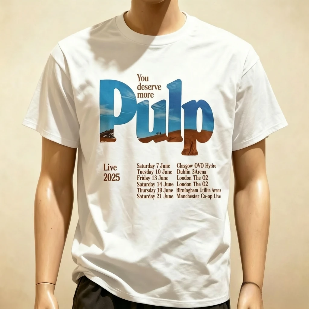 Heißer Verkauf Pulp Band Live 2026 Grafik-T-Shirt Britpop Ästhetik Streetwear Unisex Oversized Sommer Baumwoll-Print-T-Shirt Kleidung Oberteile