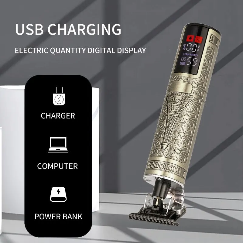 T9 tóc Clipper điện ma thuật Fader chuyên nghiệp khắc cắt dao cạo điện với LED hiển thị kỹ thuật số