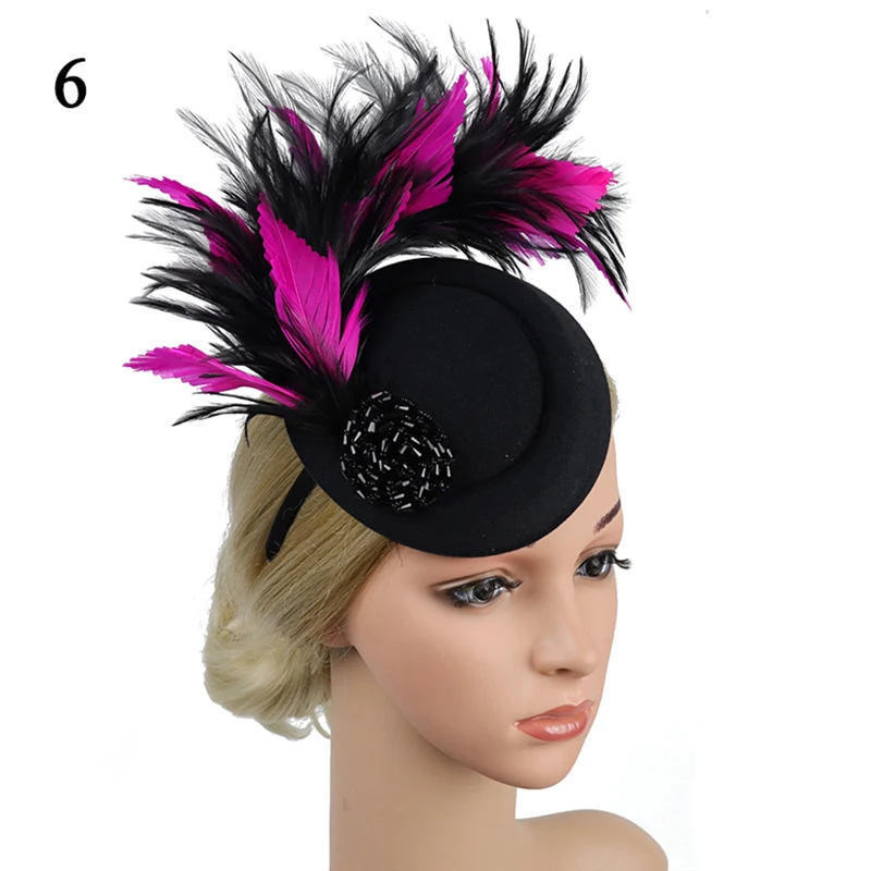 Cappello Fascinator per feste da tè per le donne Kentucky Derby Hat Fascinator Hair Clip Pillbox Hat Feather Fascinator Headband