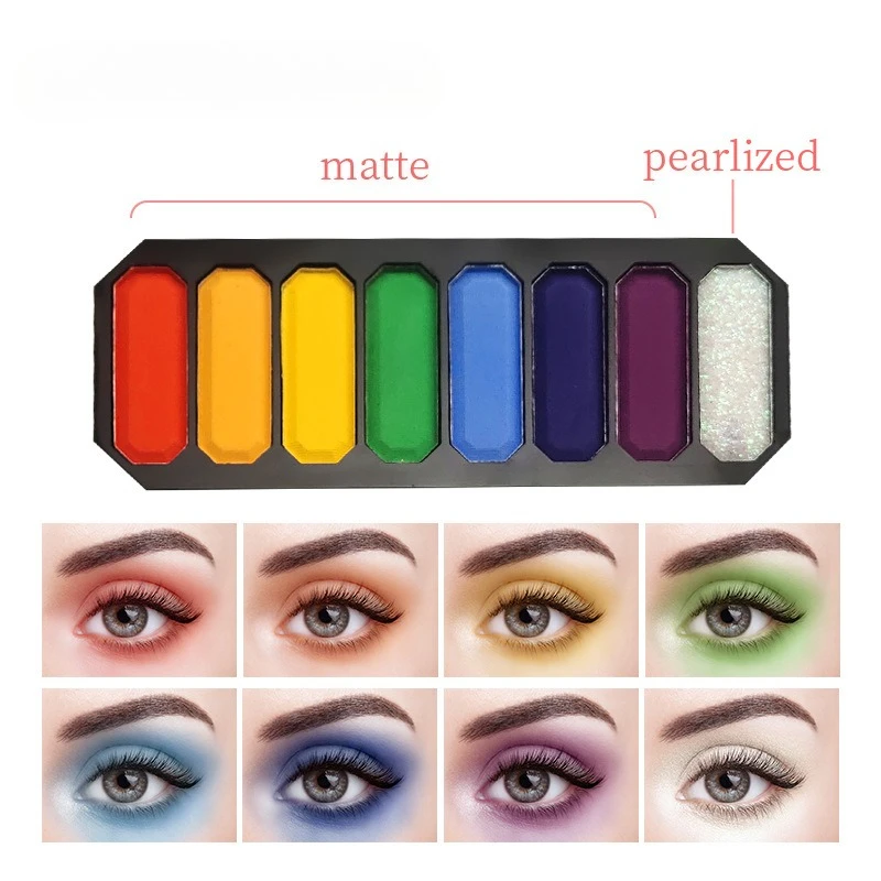 لوحة ظلال عيون مكونة من 8 ألوان لعيد الميلاد، تصميم لوحة مفاتيح غير لامع، لمسة نهائية لامعة للغاية، ملابس تدوم طويلاً لمكياج الحفلات