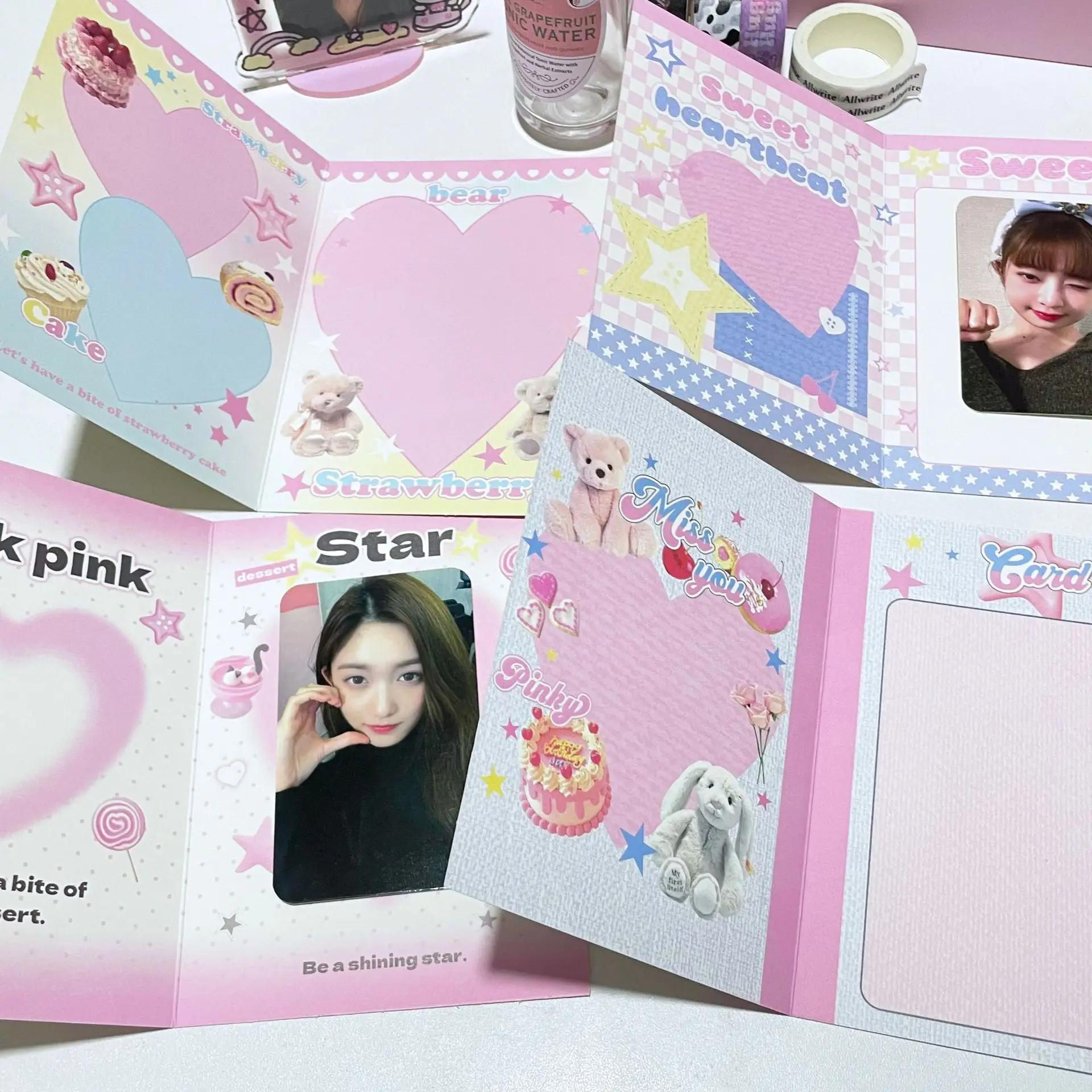 Imagem -03 - Coreano Ins Moda Bonito Kpop Polegada Photocard Volta Cartão Dobrável Titular do Cartão Fixar Decoração Placa de Papel Faça Você Mesmo Material de Embalagem 10 Peças