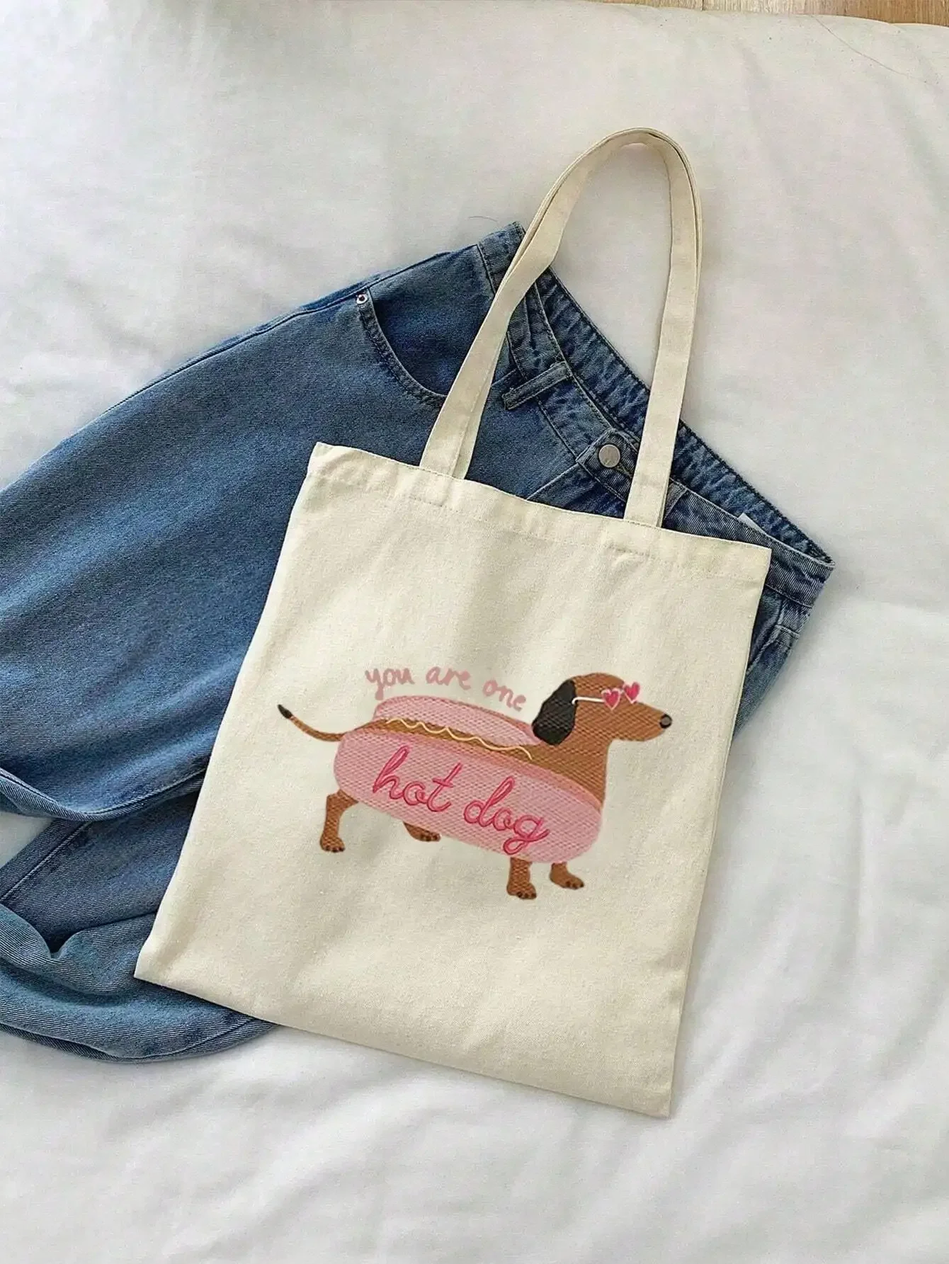 

Dachshund Print Tote Bag Casual Large Capacity Shoulder Bag Daily Shopping Multifunctional Storage Lightweight Travel Hand Bag