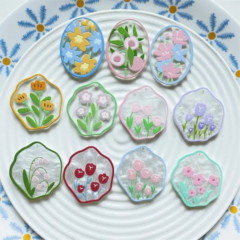 

10pcs Acrylic Transparent Pendant Connectors Flower Leaf Necklace Earrings Pendant Base Charms Diy Jewelry Making Findings