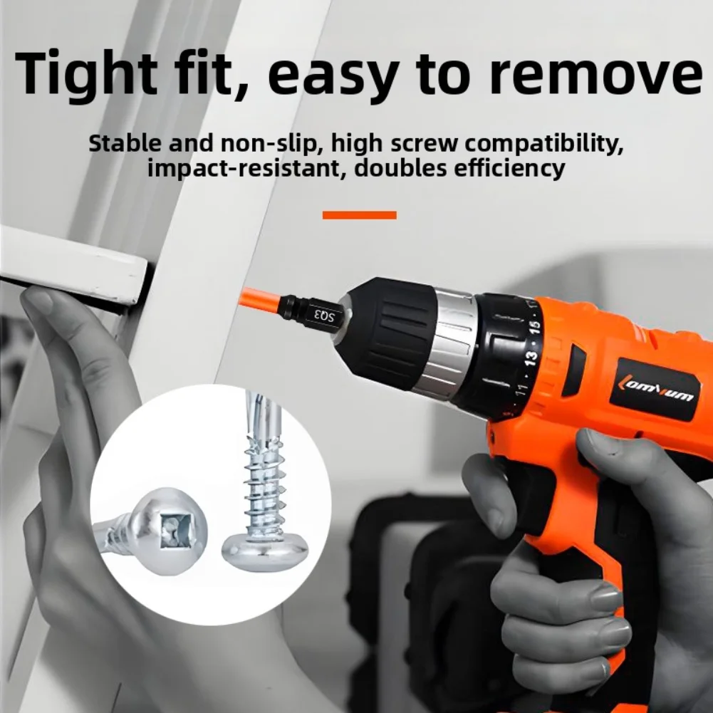 For Confined Spaces 50mm Torque Square Bit Set High Torque Screwdriver Bits Set 1 4 Hex Shank SQ1 SQ2 SQ3 Sizes