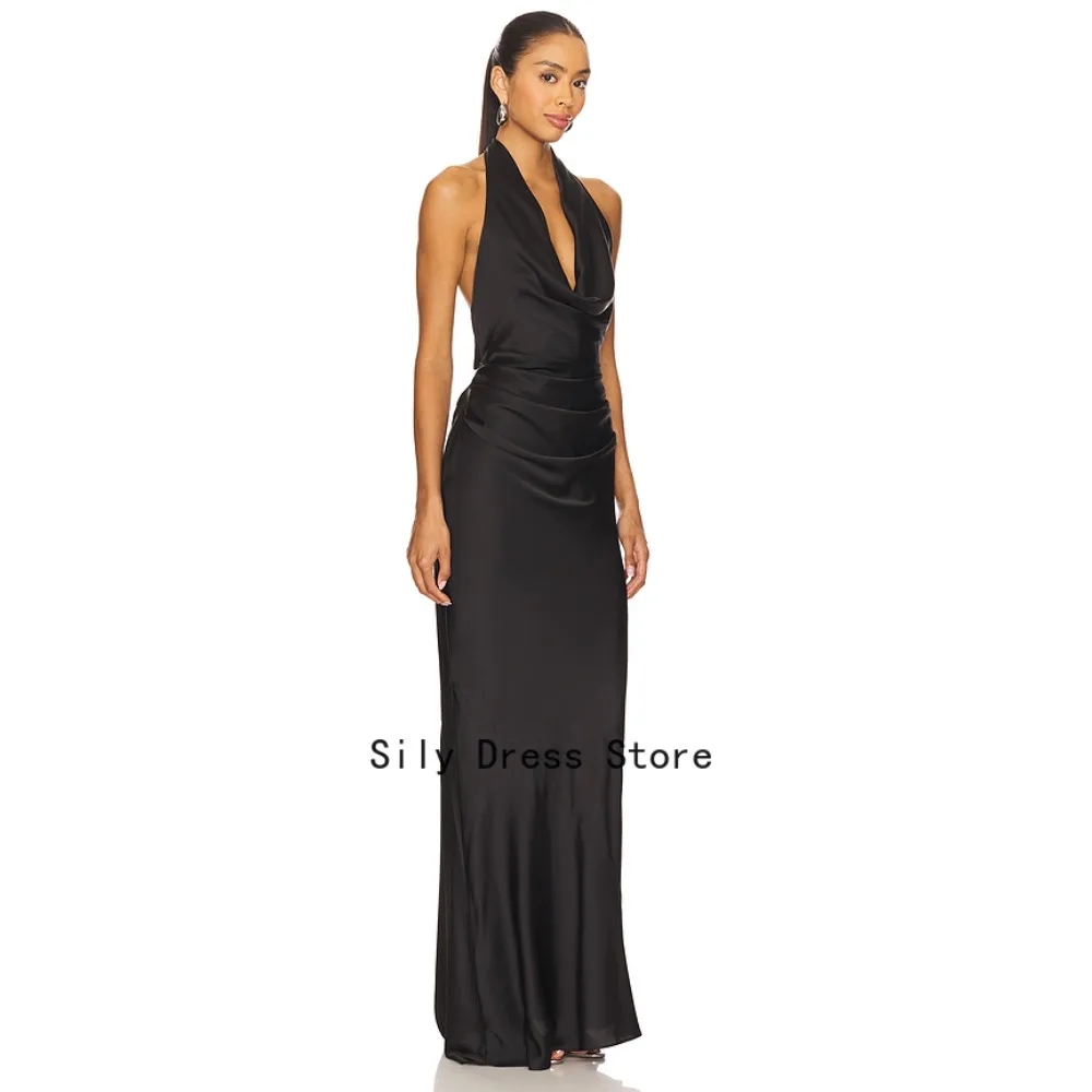 Maßgeschneiderte Neckholder V-Ausschnitt Abendkleider Schwarzes Modisches Maxi-Partykleid Langes Elegantes Modernes Formelles Ballkleid für Damen 2026 – Detail 2