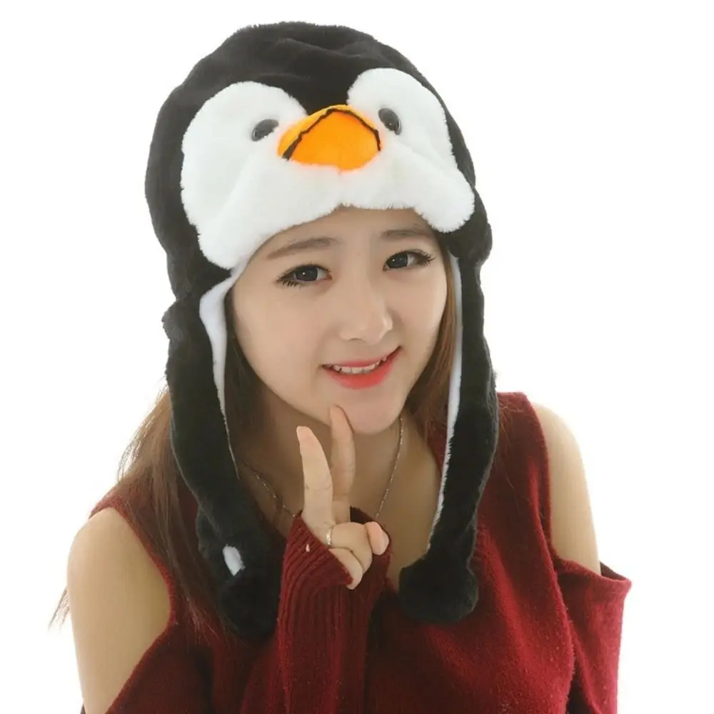 Animal Hat Short Cut Earflap Beanie Thick Lining Wind Blocking Headgear Full Ear Coverage Cute Cartoon Print Winter Headwear