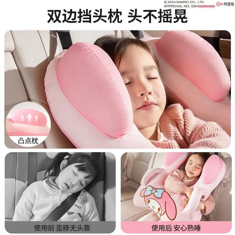 Sanrio Hello Kitty Kuromi My melody Car nap headrest pillow cute children's car seat belt shoulder pad long distance rest