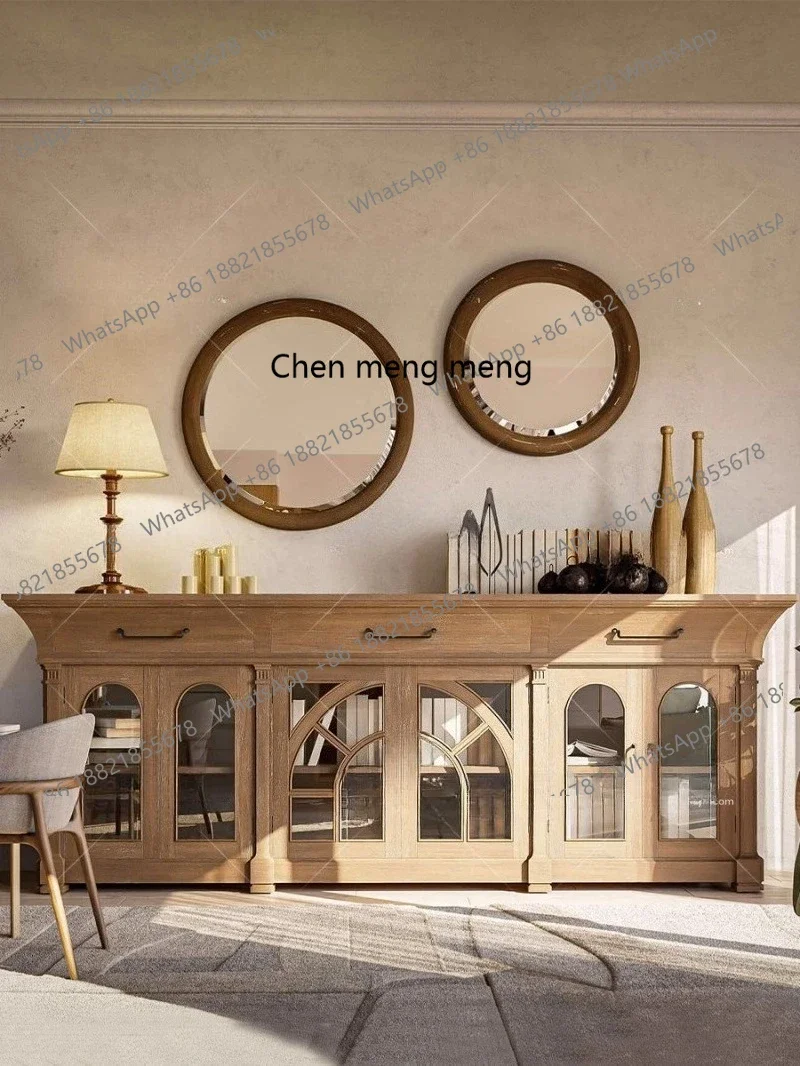

Sideboard Cabinet for Living Room, Simple Wall-Mounted Home Entrance Cabinet, French Style Small Apartment Storage Cabinet