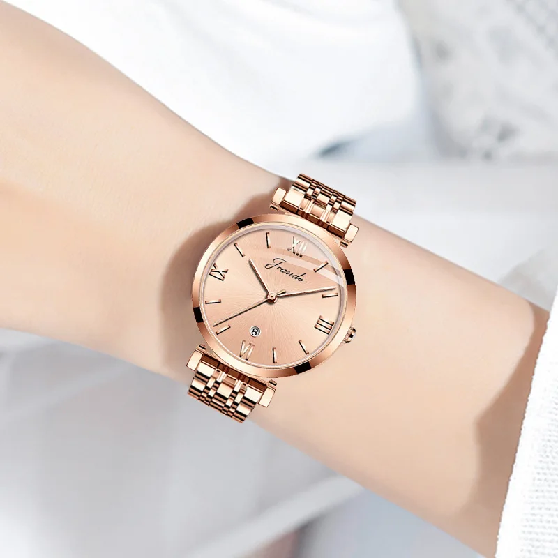 New Luxury Women'S Quartz Watch With Stainless Steel Strap And Date Display. Exquisite Women'S Wristwatch, Stylish Quartz Watch.