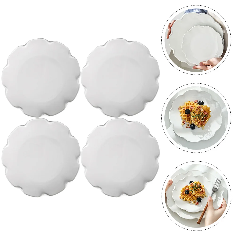

4 шт. керамические тарелки, белые, бессвинцовые, ударопрочные, для духовки, безопасный ужин, салат, фруктовая тарелка, многофункциональный поднос для еды