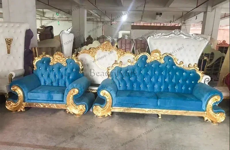 FG  High Quality Royal Seaters Couple Sofa Leather Chairs For Wedding