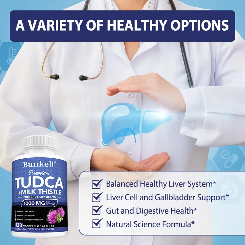 TUDCA + Milk Thistle Blend - 1000 Mg, Supports Healthy Liver Function, Intestinal Health, and Promotes Gallbladder Health