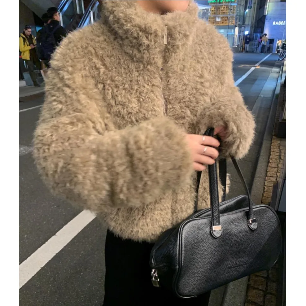 Faionable Jaet de piel de cordero blanca para mujer, ropa interior cálida antienvejecimiento para invierno, nueva ropa interior coreana Sle, informal, Street Sle