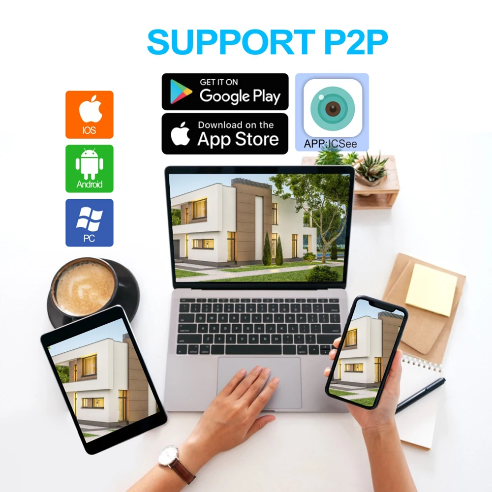 Anxinshi 8CH CCTV النظام الشمسي بدقة 4 ميجابكسل HD مدمج واي فاي يدعم كشف الإنسان كاميرا أمان تعمل بالطاقة الشمسية قاعدة سحابة #4