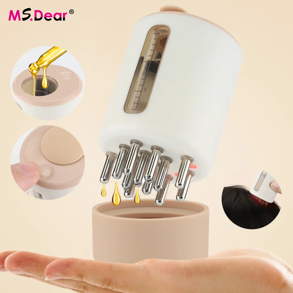 

Электрический интеллектуальный массажер для кожи головы, аппликатор для ухода за волосами, массажный шарик с эфирными маслами, красный свет, вибрация, стимулятор роста волос