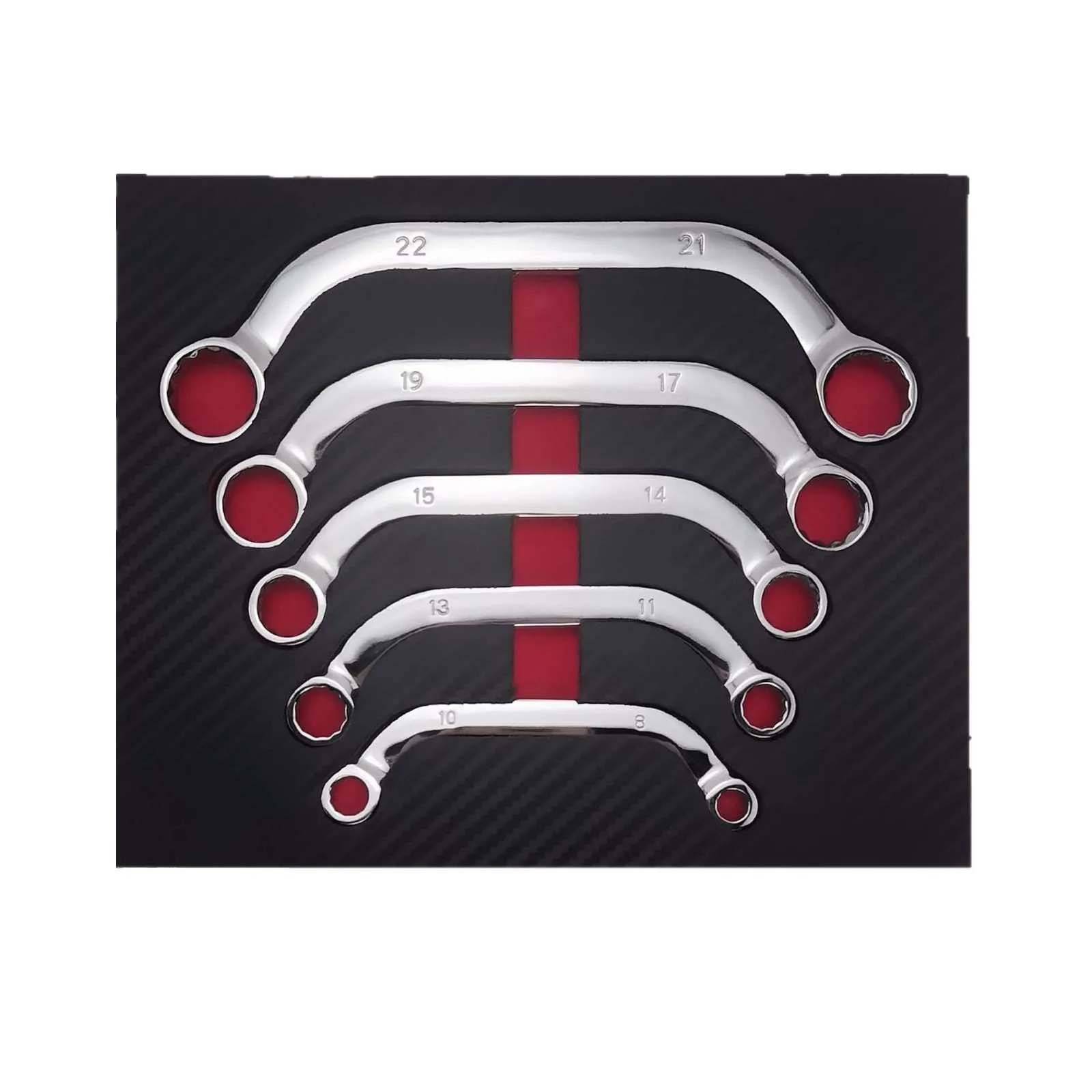 

5 шт. Набор ключей в форме полумесяца от 8 мм до 22 мм, заградительный ключ на конце коробки, 12-точечный метрический офсетный ключ для удаления болтов и гаек