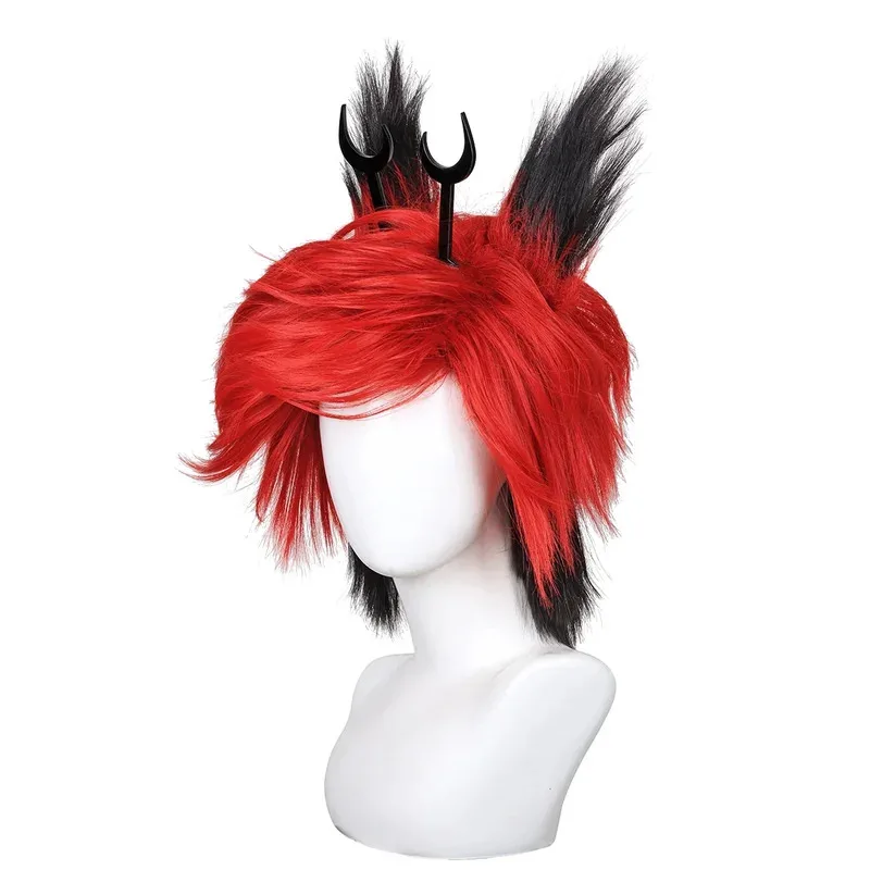 Peluca de Cosplay con Clip, tocado negro, accesorios para el cabello para Alastor Hazbin Hotel gh;0