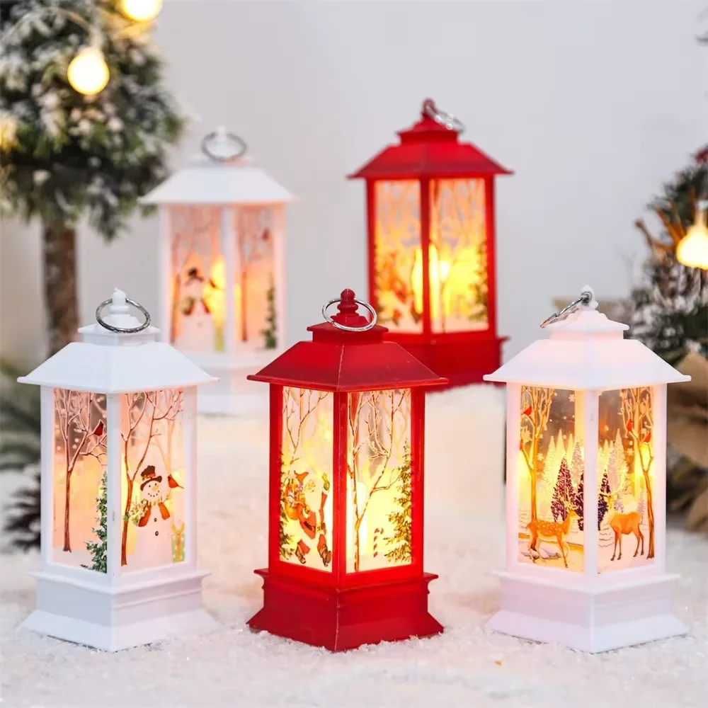 Christmas Home Decoration Products Xmas LED Lantern Candle Decorative Tea Lights Christmas Tree Hanging Ornaments Lights Gifts