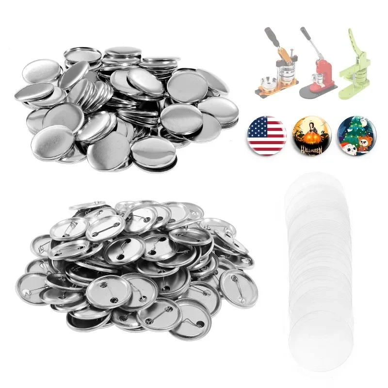 200PCS 25mm 32mm 37mm 44mm Metal Blank Badge Pin Button Maker Parts for Button Making Machine DIY Pin Badge Maker Parts