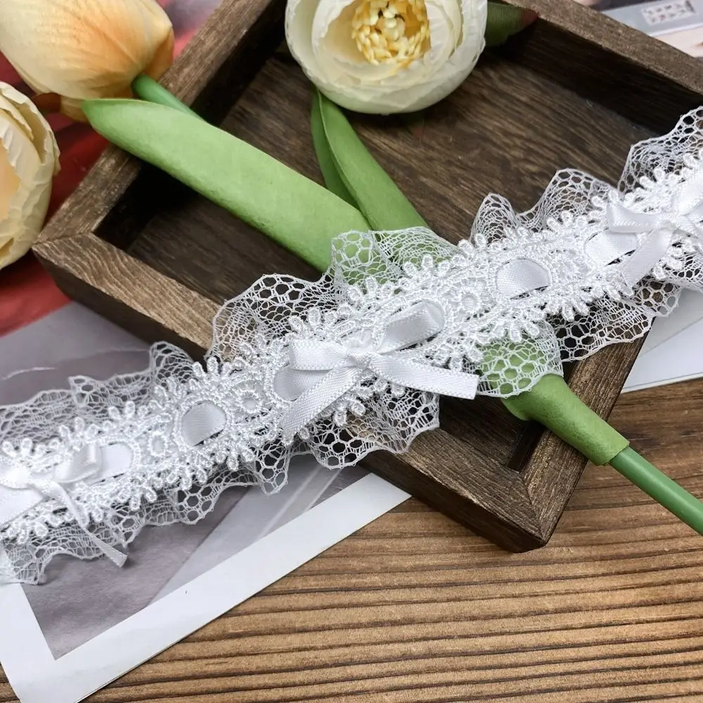 New 1Yard Lace Trim Ribbons Bows & Pleated Handmade Fabric Lace Edge Ruffle Trim Floral Lace Ribbon Wedding Decorations