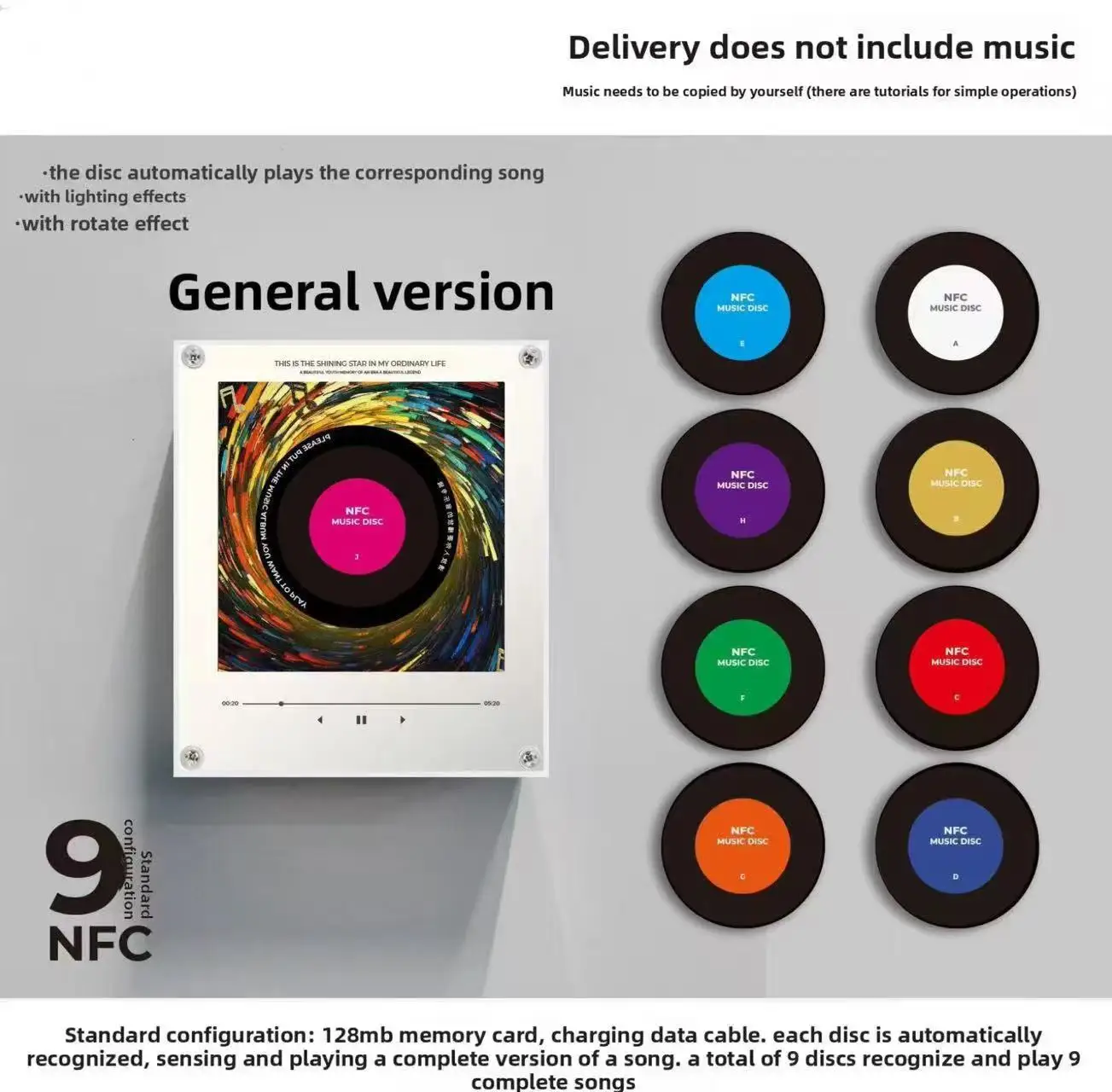 Rotating LED Light NFC Music Fridge Magnet Acrylic Photo CD Eco-Friendly Waterproof Personalized Gift Set for Wedding