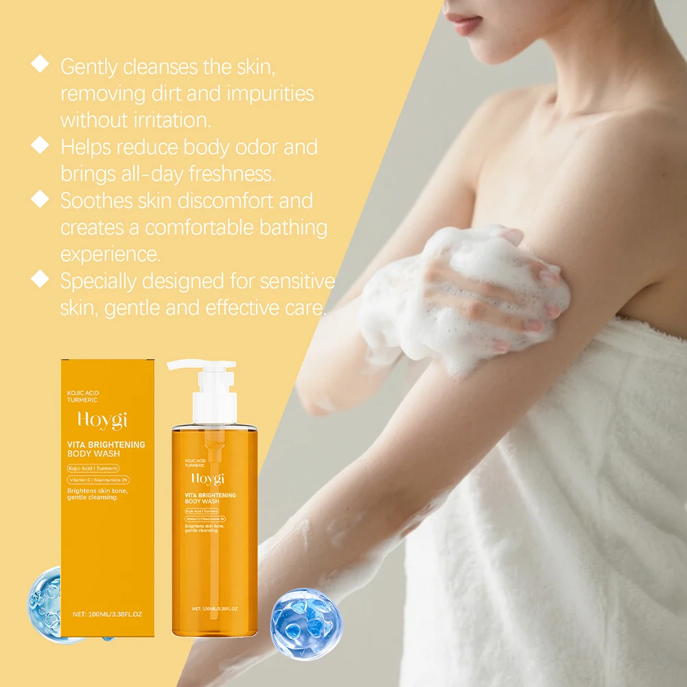 Kojic Acid Whitening Shower Gel Exfoliating Fade Pigmentation Lasting Refreshing Control Oil Hydrating Rich Foam Body Wash