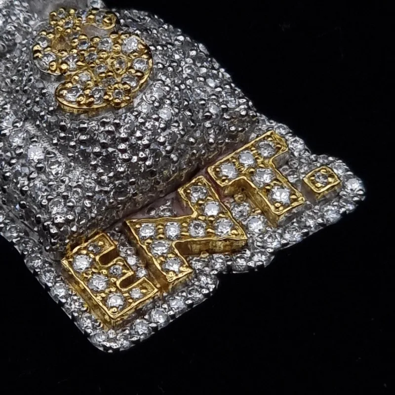 Hot Sale Hip Hop Money Bag Pendant Mozambican Diamond Hipster Men's Necklace Jewelry Letters
