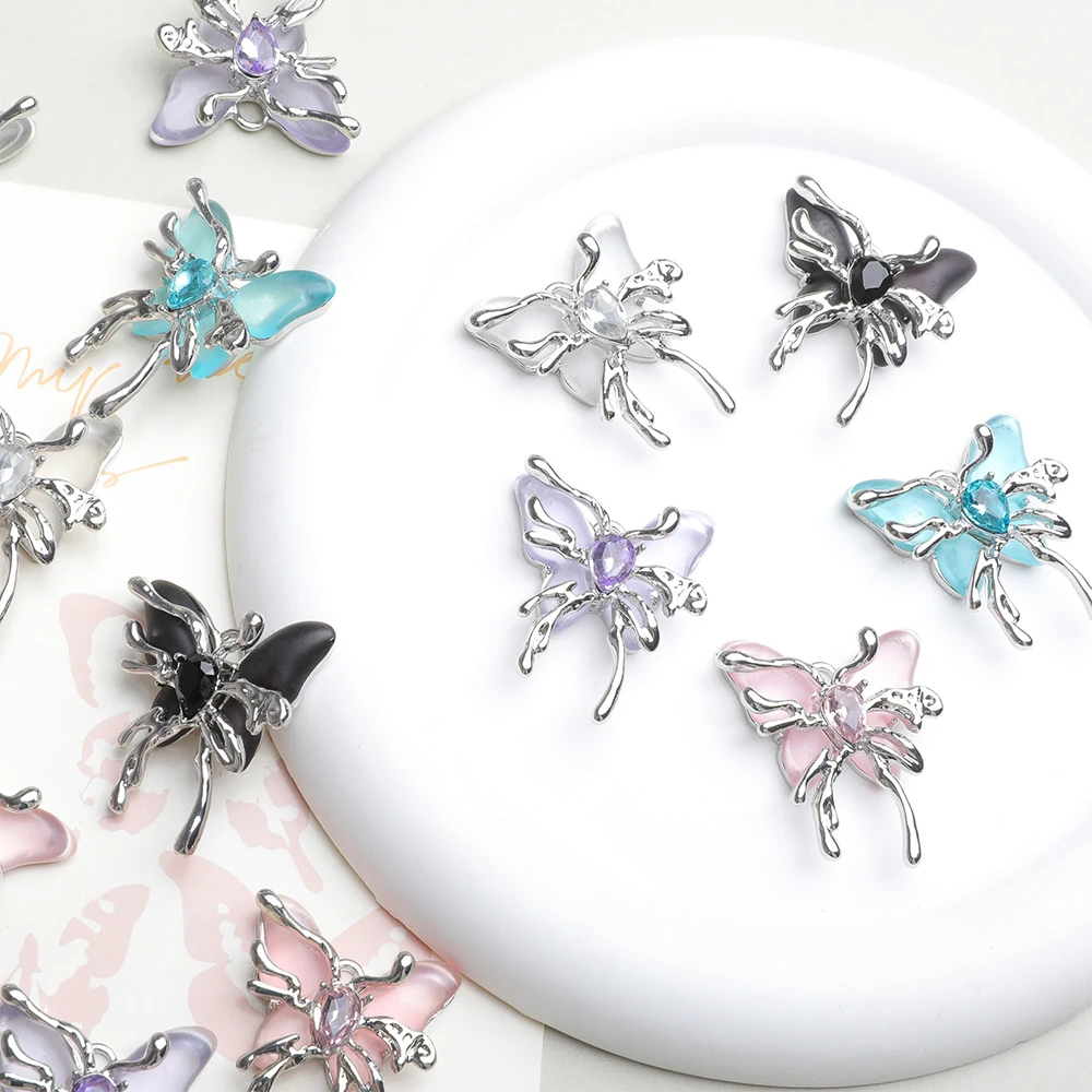 Cordial Design 50Pcs 28*33MM Jewelry Findings & Components/DIY Rhinestone Pendant/Hand Made/Zinc Alloy/Butterfly Shape/ #193304