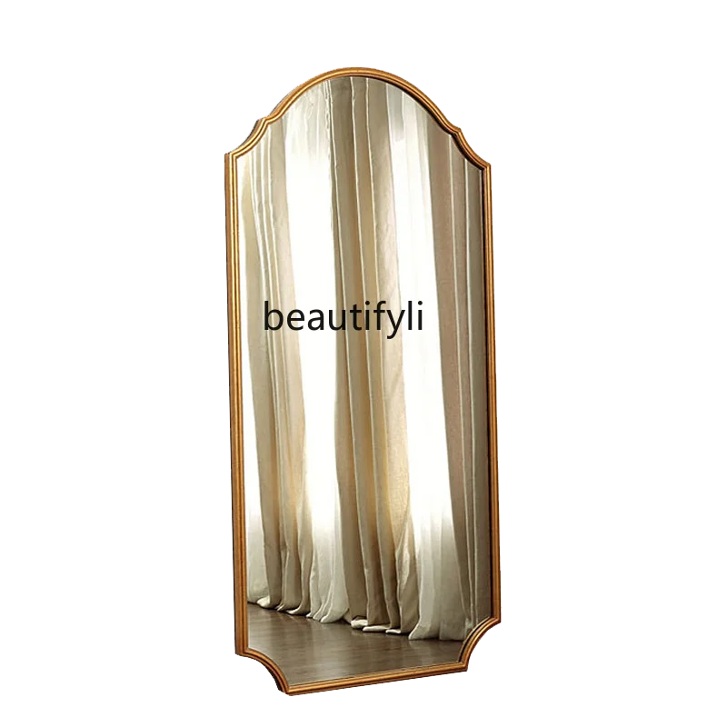 

Nordic Full-Length Mirror Cloakroom Wall Hanging Makeup Mirror Light Luxury Gold Floor Mirror Wall Hanging