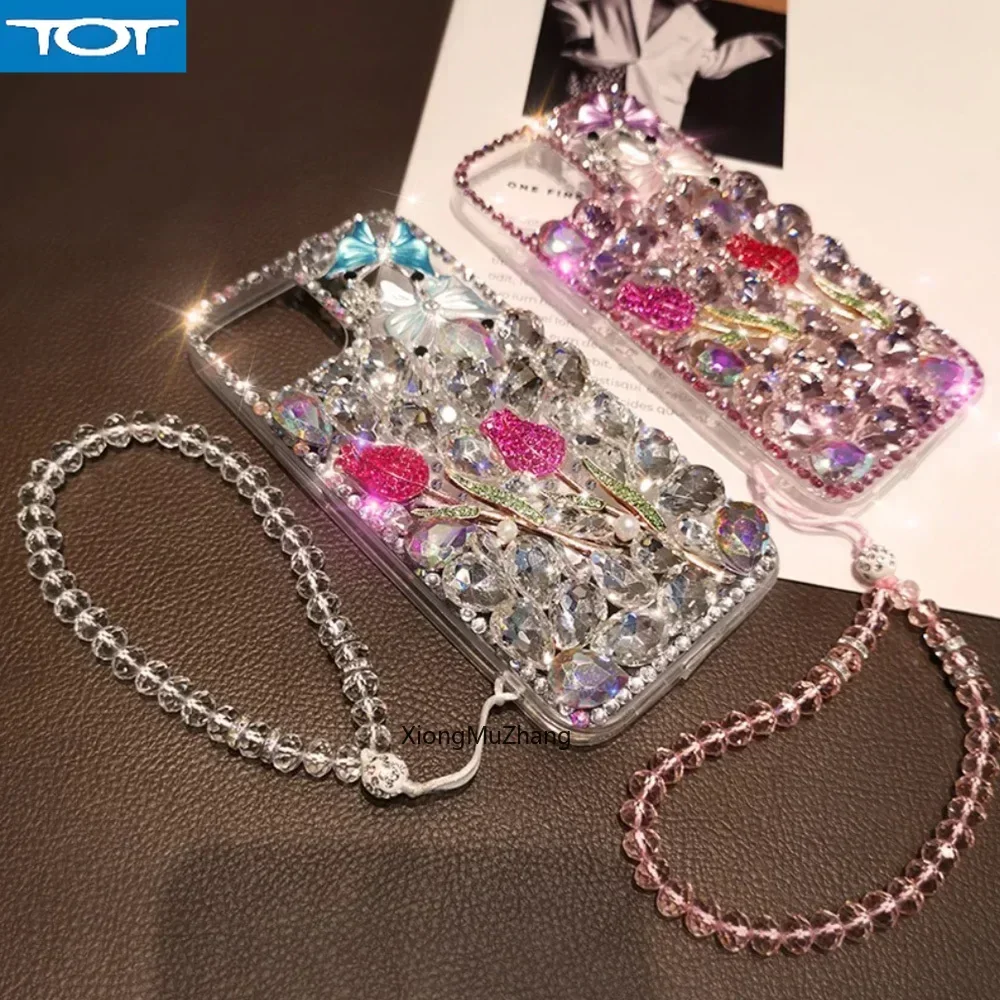 

Чехол на заказ Rose Butterfly Flower Diamond для Redmi K70 K60 K70 Pro K70E для Redmi K50 Ultra K50 K40 Gaming K40S Pro K30 K20 Pro