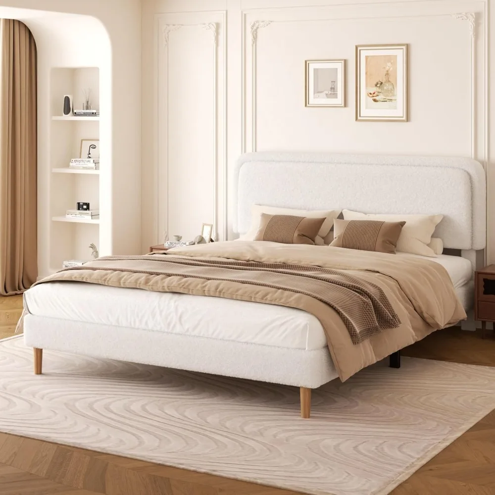 

"king size soft cloud bed with adjustable headboard, platform design, no box spring required, quiet operation, easy assembly"