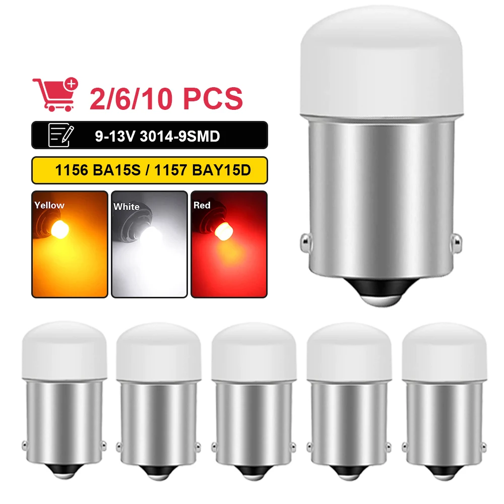 2/6/10 PCS P21/5W 1156 BA15S 1157 BAY15D LED Turn Signal Bulb 12V 7000K Super Bright White Red Car Reverse Parking Brake Light