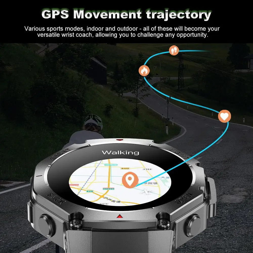 Outdoor Smart Watch For Men Screen with Compass Voice Assistant GPS Sports Track Bluetooth Call Smartwatch For Huawei 2026
