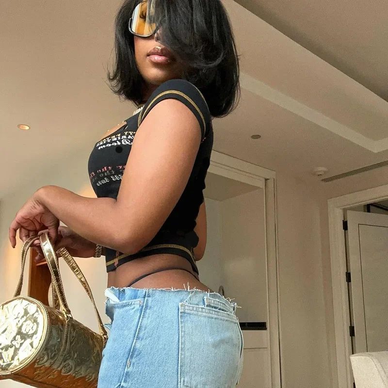 Aushöhlen Crop Top Frauen Sommer Ästhetische Kleidung Druck Y2k Zubehör Oansatz Ropa De Mujer Sexy Roupas Femininas Estilosas – Detail 8