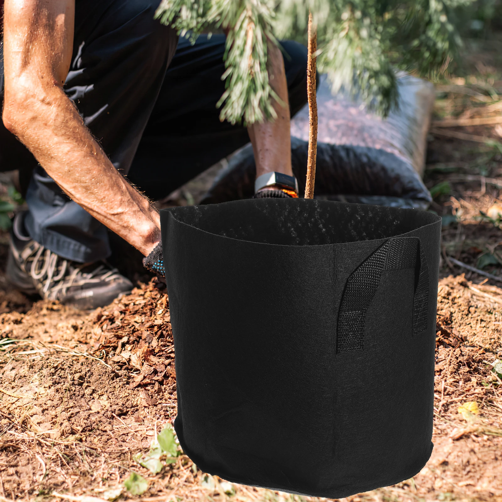 

6Pcs Thick Non-Woven Plant Growing Bags Portable Garden Nursery Pouch Planting Containers Vegetable Flower Grow Bags