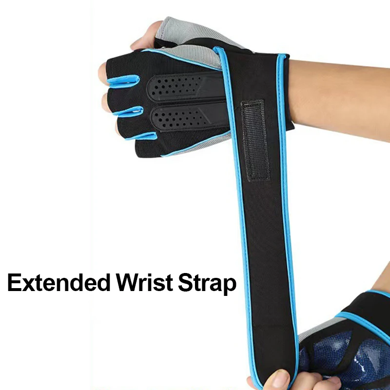 Weight Lifting Gloves Gym Workout Cycling Extended Wrist Support Fitness Gloves for Men Women Fingerless Breathable Anti Slip