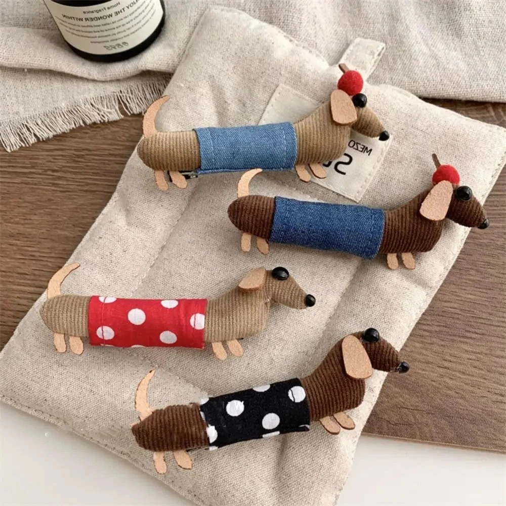 

Cute Korean Sausage Dog Hair Clip Side Bangs Duckbill Clip Hair Loop Hair Rope Hanging Rope Grabbing Clip Headband Accessory New