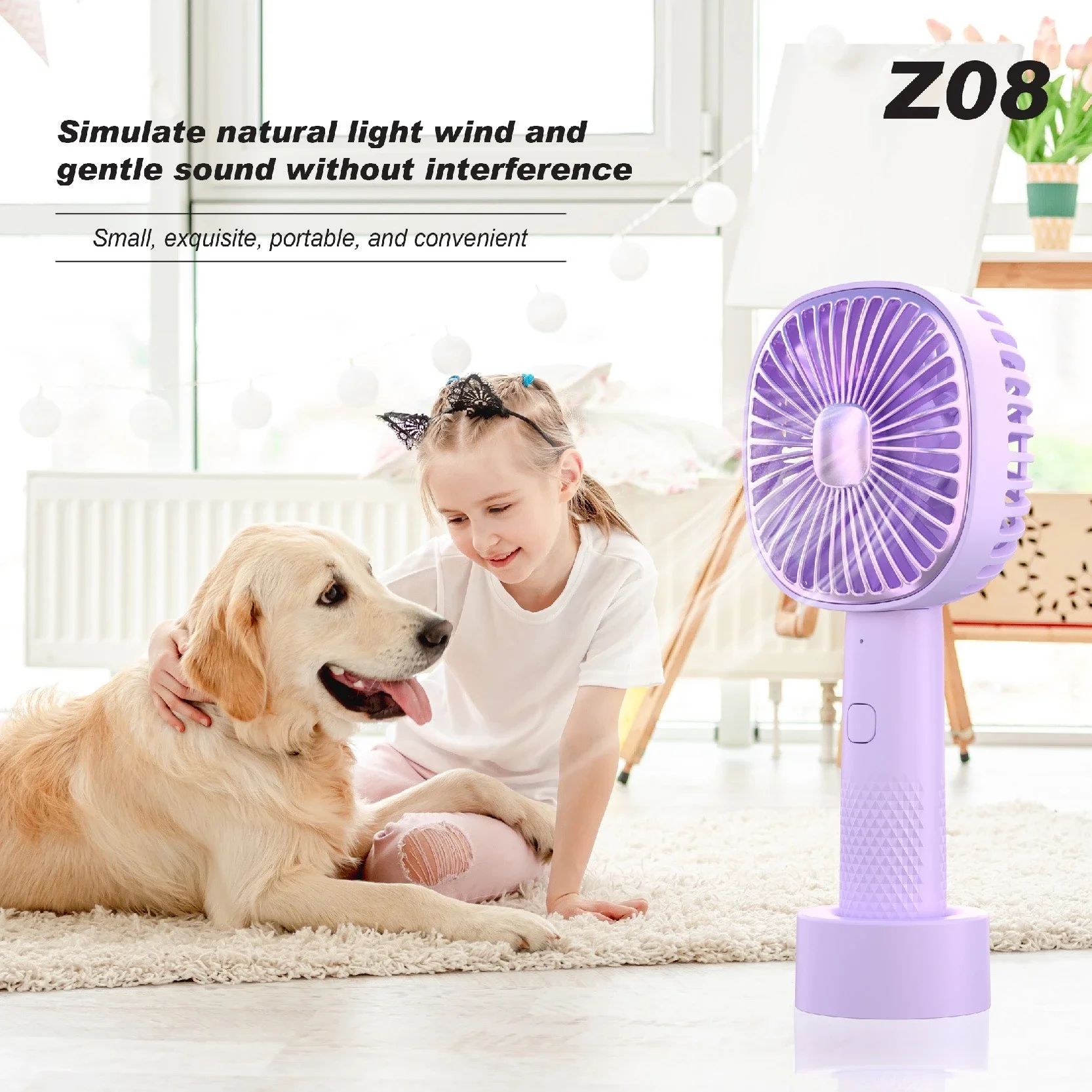2024 Cross-border New Usb Small Handheld Rechargeable Mini Portable Small Fan For Home Dormitory Suction Fan For Window
