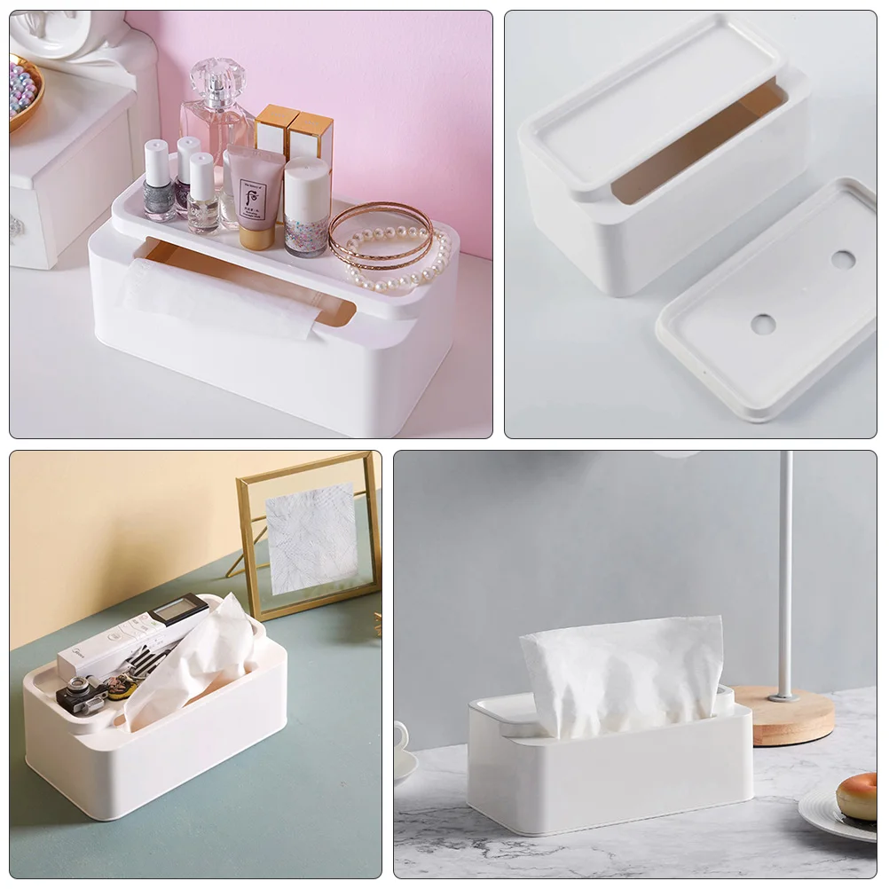 

Eco-Friendly Desktop Box Lightweight Plastic Paper Towel Storage Organizer For Home Office Use Draw-Out Tissue Holder Easy To