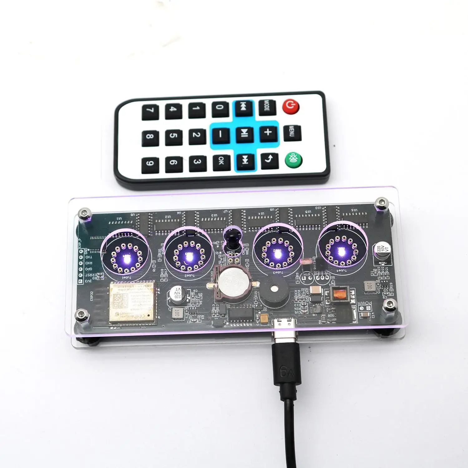 DYKB 4Bit IN-14 Nixie Tube Clock Driver Board WiFi NTP Time Sync Remote Control Temperature Display Date DIY Kit HAM Radio