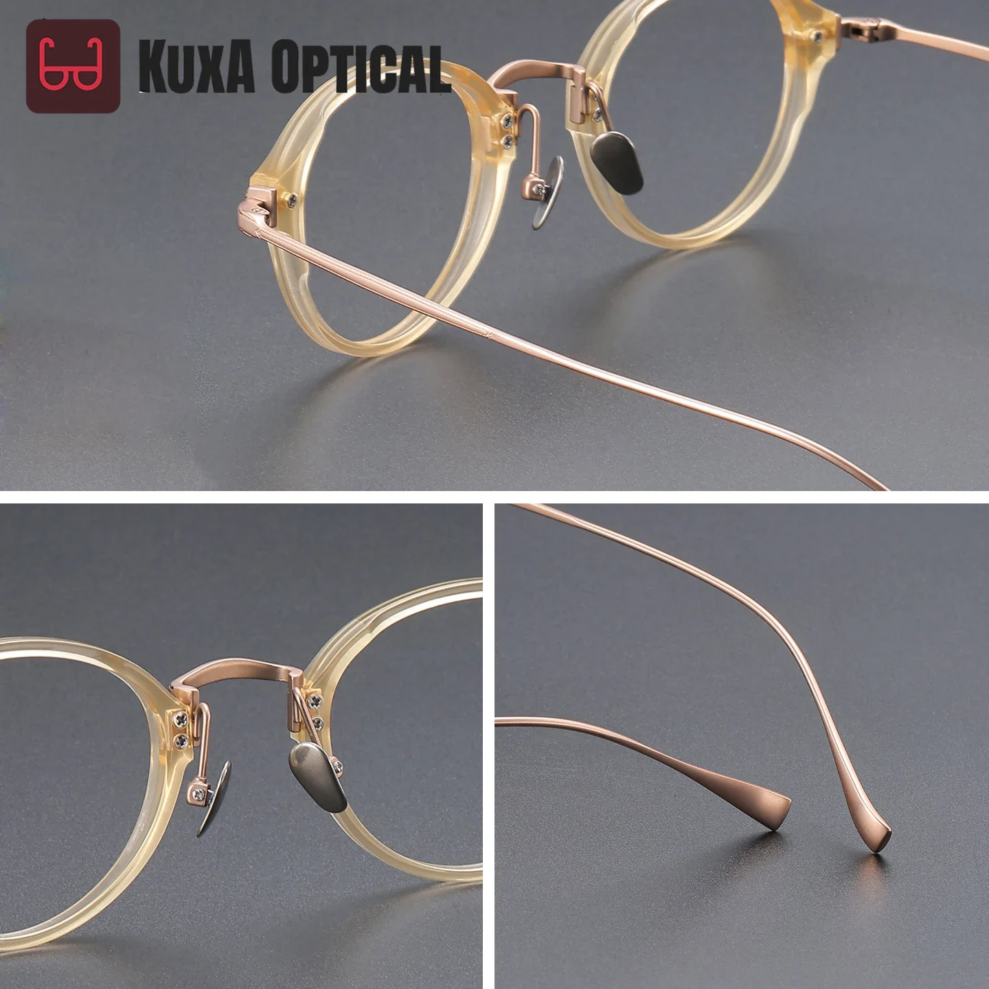 KUXA جديد خمر خلات إطار نظارات من التيتانيوم مع العدسات الطبية قصر النظر القراءة النظارات التقدمية الأشعة فوق البنفسجية المضادة للانعكاس #5