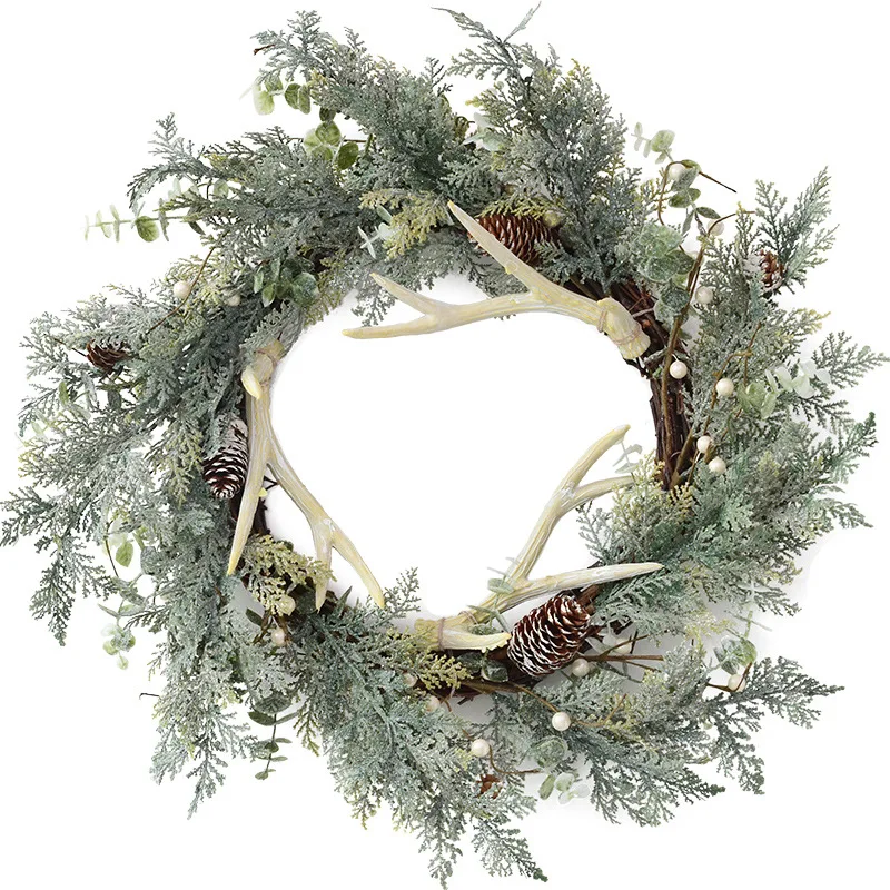 

Nordic style silver Christmas wreath rattan door hanging DIY cutting scenes decoration Christmas decorations