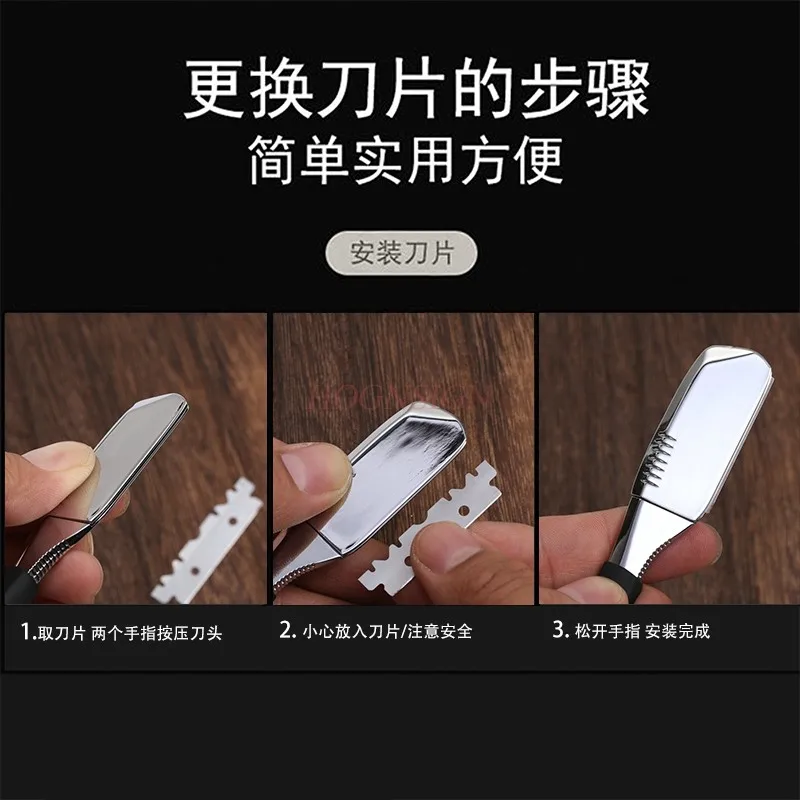 Gold Silver Blades Straight Razor Stick for Men Women Barber Shaving Knife Spring Beard Face Underarm Body
